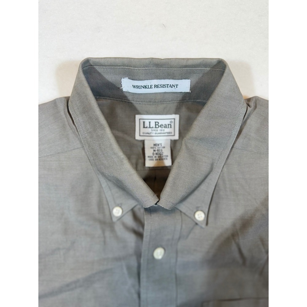 LL Bean Mens Wrinkle Resistant Button Down Shirt Long Sleeve Gray M Regular - Picture 3 of 5
